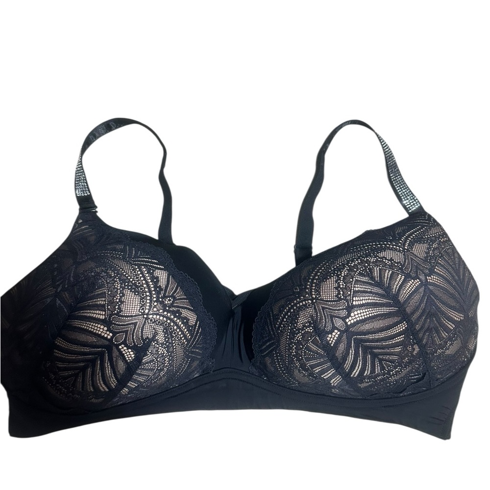 Torrid Black Lace Bra Dream Wire Free Bling Sexy 42DDD